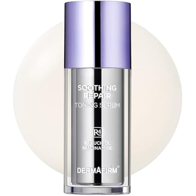 Dermafirm سيروم التونر المهدئ للإصلاح R4 | سيروم الوجه باكوشيول مع النياسيناميد والببتيدات | سيروم مهدئ ومصحح للوجه لجميع أنواع البشرة | بدون تجارب على الحيوانات بدون بارابين 1.01 أونصة سائلة - Image 1